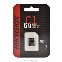 Карта памяти microSDXC UHS-I U1 Hikvision 64 ГБ, 92 МБ/с, Class 10, HS-TF-C1(STD)/64G/ZAZ01X00/OD *