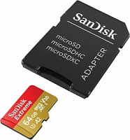 ����� ������ microSDHC UHS-I U3 SANDISK Extreme �� 64 �� � ������������ SD